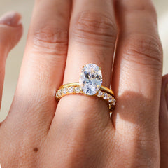 Sterling Silver 2-Piece 4.5CT Solitare Oval Ring