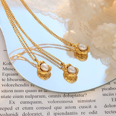 Gold-Tone Freshwater Pearl Cuban Link Pendant Necklace