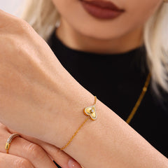 18K Gold-Plated Cubic Zirconia Heart Necklace or Bracelet