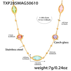 Gold-Tone Faceted Glass Link Necklace