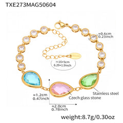 Gold-Tone Teardrop Glass Link Bracelet