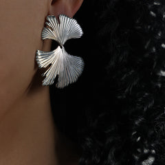 Sculptural Ginkgo Leaf Earrings
