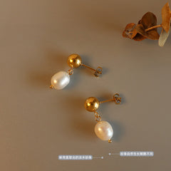 Cultured Freshwater Pearl Drop Stud Earrings