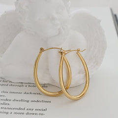 18K Gold-Plated Oval Hoop Earrings