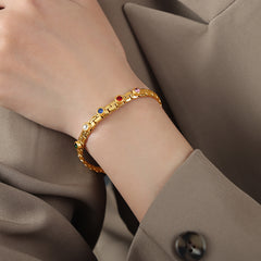 Multicolor Cubic Zirconia Chain Bracelet