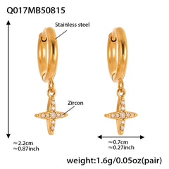 Cubic Zirconia Cross Charm Hoop Earrings