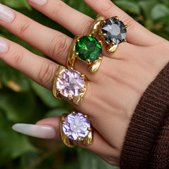 Colorful Cubic Zirconia Sculptural Ring