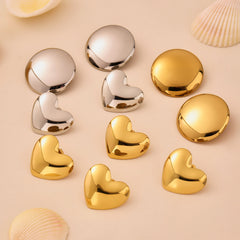 Sculptural Round or Heart Stud Earrings