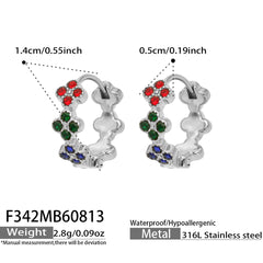 Cubic Zirconia Clover Hoop Earrings
