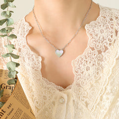 18K Gold-Plated White Shell Heart Pendant Necklace