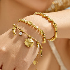 Hammered Heart & Ocean Charm Bracelets
