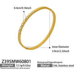 Cubic Zirconia Geometric Clasp Bangle Bracelets