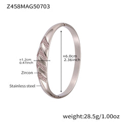 18K Gold-Plated Geometric Cubic Zirconia Bangles