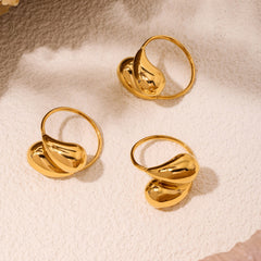 18K Gold-Plated Double Teardrop Open Ring