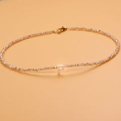 Dainty Stone Beaded Initial Necklace