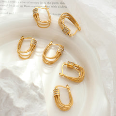 Cubic Zirconia Multi-Loop Hoop Earrings