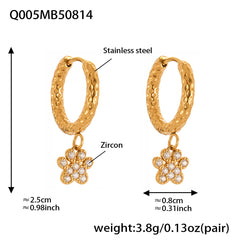 Cubic Zirconia Paw Charm Hoop Earrings