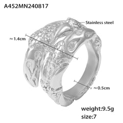 18K Gold-Plated Engraved Texture Open Ring