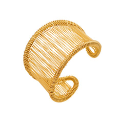 18K Gold-Plated & Silver-Tone Wrapped Wire Cuff