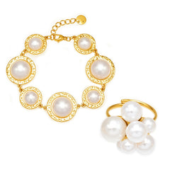 18K Gold-Plated Pearl-Look Bracelet or Ring
