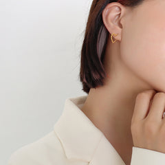 Heart-Motif Stainless Steel Earrings