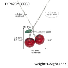 18K Gold-Plated Resin Cherry Jewelry