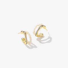 Nicolette Dainty Pearl Pavé Stud Earrings