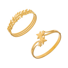 Leaf or Star Open Cuff Bracelet