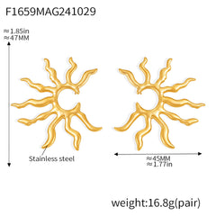 Radiating Sunburst Stainless Steel Earrings