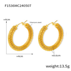 Textured Link-Design Hoop Earrings