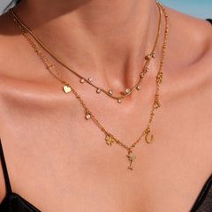 Dolphin Cubic Zirconia Multi-Charm Necklace