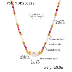 Natural Stone & Shell-Pearl Chain Necklaces