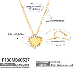 18K Gold-Plated Cubic Zirconia Heart Jewelry