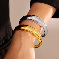 Polished Crescent Open Cuff Bracelet