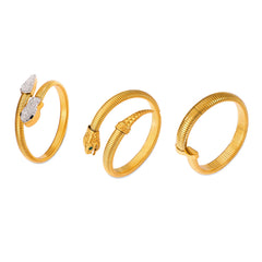 Ribbed Snake-Inspired Open Cuff Bracelet