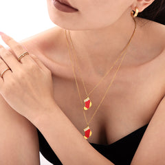 Red Enamel Holiday Stocking Necklace