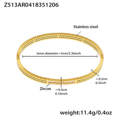 18K Gold-Plated Cubic Zirconia Bangle Bracelet