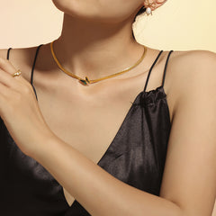 Green Enamel Butterfly Curb Necklace