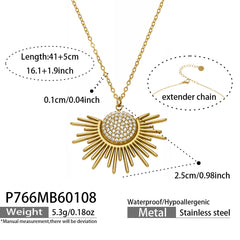 Sunburst Cubic Zirconia Pendant Necklace