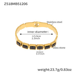 Czech Glass Square Accent Clasp Bangle