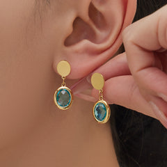 Faceted Oval Glass Stone Necklace, Bracelet & Earrings