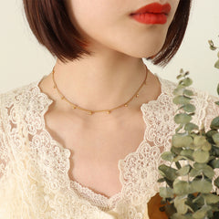 Pearl-Look Bead Station Necklace