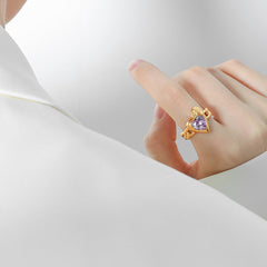 Heart Stone Chain-Link Ring