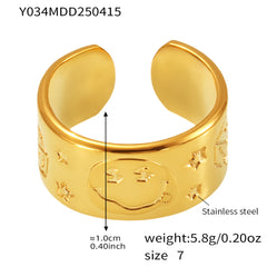 Gold-Tone Textured Stainless Steel Open Rings