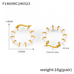 Enamel Bamboo-Style Hoop Earrings