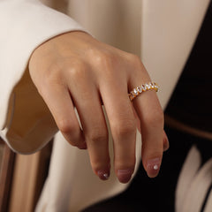 Colored Cubic Zirconia Geometric Open Ring