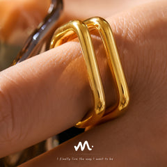 18K Gold-Plated Double U Open Ring