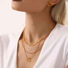 18K Gold-Plated Sculptural Open Heart Necklace