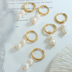 Freshwater Pearl Double-Drop Hoop Earrings
