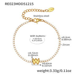 Cubic Zirconia Initial Chain Bracelet